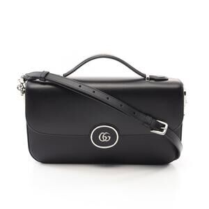 Gucci Double GG Shoulder Bag Leather Black